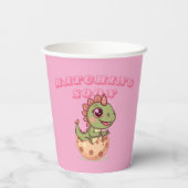 Cute Pink Dino Hatching Soon Papieren Bekers (Achterkant)