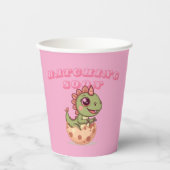 Cute Pink Dino Hatching Soon Papieren Bekers (Voorkant)