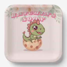 Cute Pink Dino Hatching Soon Papieren Bordje