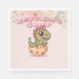 Cute Pink Dino Hatching Soon Servet