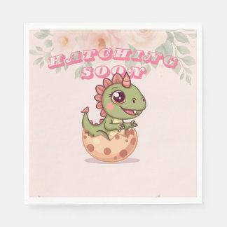 Cute Pink Dino Hatching Soon Servet