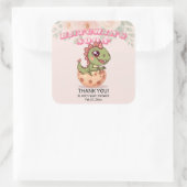 Cute Pink Dino Hatching Soon Vierkante Sticker (Tas)