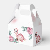 Cute Pink Dinosaur and Peony Baby Shower Bedankdoosjes (Achterkant)