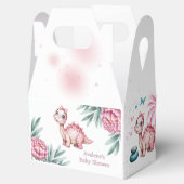 Cute Pink Dinosaur and Peony Baby Shower Bedankdoosjes (Geopend)
