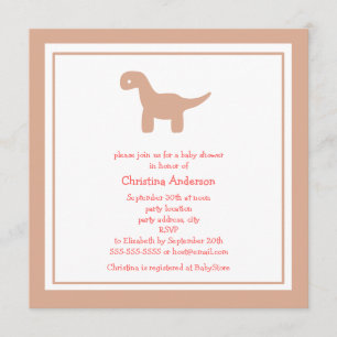 Cute Pink Dinosaur Baby shower Uitnodiging