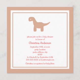 Cute Pink Dinosaur Baby shower Uitnodiging