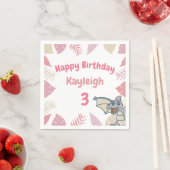 Cute Pink Dinosaur Dragon Birthday Servet (Insitu)