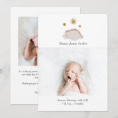 Cute Pink Dinosaur Girl Baby Foto geboorte Aankondiging (Voorkant / Achterkant)