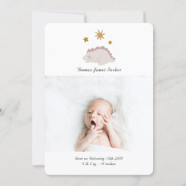 Cute Pink Dinosaur Girl Baby Foto geboorte Aankondiging