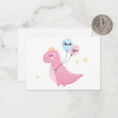 Cute Pink Dinosaur Hartelijk dank Notitiekaartje (Voorkant / Achterkant in situ)