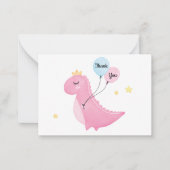 Cute Pink Dinosaur Hartelijk dank Notitiekaartje (Voorkant)