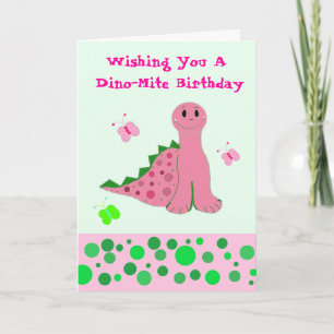 Cute Pink Dinosaur Kaart