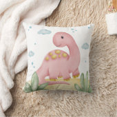 Cute Pink Dinosaur Nursery Throw Pillow Baby Girl Kussen (Deken)