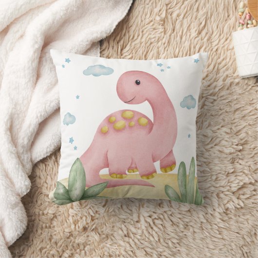 Cute Pink Dinosaur Nursery Throw Pillow Baby Girl Kussen (Deken)