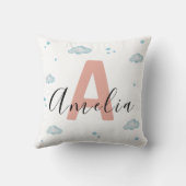 Cute Pink Dinosaur Nursery Throw Pillow Baby Girl Kussen (Achterkant)