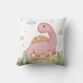 Cute Pink Dinosaur Nursery Throw Pillow Baby Girl Kussen (Voorkant)
