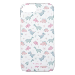 Cute Pink Dinosaur Pattern Girls iPhone 8/7 Hoesje