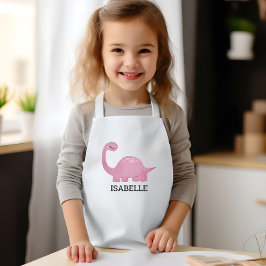 Cute Pink Dinosaur Personalized Kinder Schort
