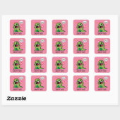 Cute Pink Dinosaur Rawr Great Job School Vierkante Sticker (Vel)