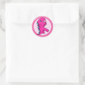 Cute Pink Dinosaur Ronde Sticker (Tas)
