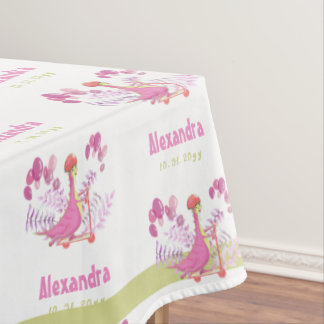 Cute Pink Dinosaur Scooter Balloons Girl Party Tafelkleed