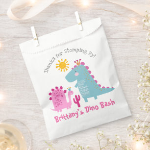 Cute Pink Dinosaurs Kawaii Girl Birthday Dank je Bedankzakje