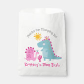 Cute Pink Dinosaurs Kawaii Girl Birthday Dank je Bedankzakje (Voorkant)