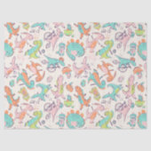 Cute Pink Dinosaurs Whimsical Patroon Tissuepapier (Voorkant)