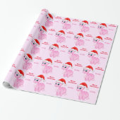 Cute Pink Dinosour met Santa Hat Cadeaupapier (Uitgerold)