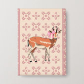 Cute Pink Doe-patterned Christmas Button (Voorkant)