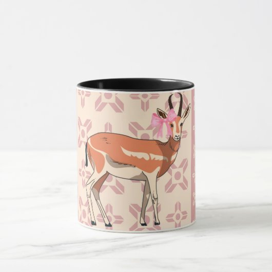Cute Pink Doe-patterned Christmas Mok (Midden)
