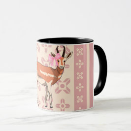 Cute Pink Doe-patterned Christmas Mok