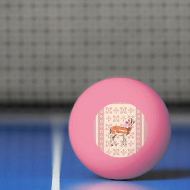 Cute Pink Doe-patterned Christmas Pingpongbal