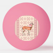 Cute Pink Doe-patterned Christmas Pingpongbal (Voorkant)