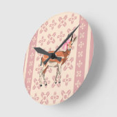 Cute  Pink Doe-patterned Christmas  Ronde Klok (Hoek)
