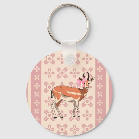 Cute  Pink Doe-patterned Christmas  Sleutelhanger (Voorkant)