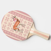 Cute  Pink Doe-patterned Christmas  Tafeltennisbatje (Zijkant)