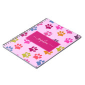 Cute Pink Dog and Cat Lovers Paw Prints Name Notitieboek (Linkerzijde)