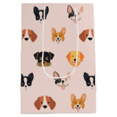 Cute Pink Dog Birthday Party Medium Cadeauzakje (Achterkant)