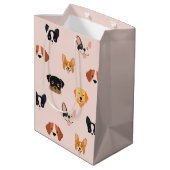 Cute Pink Dog Birthday Party Medium Cadeauzakje (Achterkant Gekanteld)