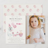 Cute Pink Dog Elke leeftijd Dag Foto Party nodigt  Bedankkaart (Voorkant / Achterkant)