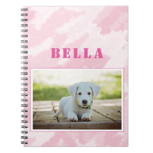 Cute Pink Dog Foto en naam Notitieboek