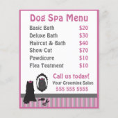 Cute Pink Dog Grooming Spa Menu (Voorkant)