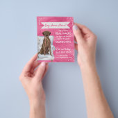 Cute Pink Dog Walker Flyer met Swirls en banner (Hand)