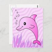 Cute Pink Dolphin in Roze Water Briefkaart (Voorkant / Achterkant)