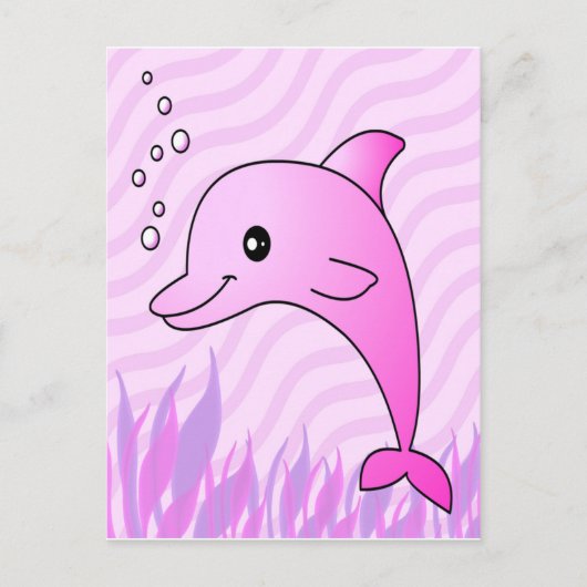 Cute Pink Dolphin in Roze Water Briefkaart (Voorkant)
