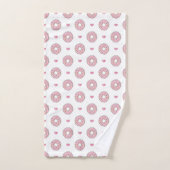Cute Pink Donut and Hearts Pattern Bad Handdoek (Handdoek)