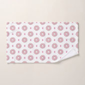 Cute Pink Donut and Hearts Pattern Bad Handdoek (Handdoek)