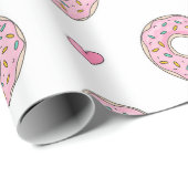 Cute Pink Donut and Hearts Pattern Cadeaupapier (Rol Hoek)