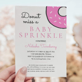 Cute Pink Donut Baby Sprinkle Girl Baby shower Kaart